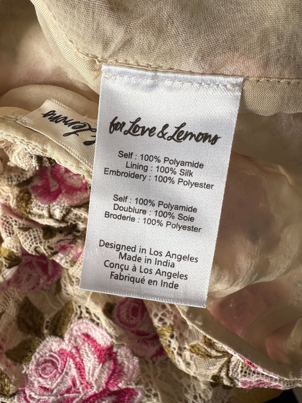 $319 NWT For Love And Lemons “Esme” Rose Embroidered Asymmetrical Skirt Sz 8 - Picture 11 of 15